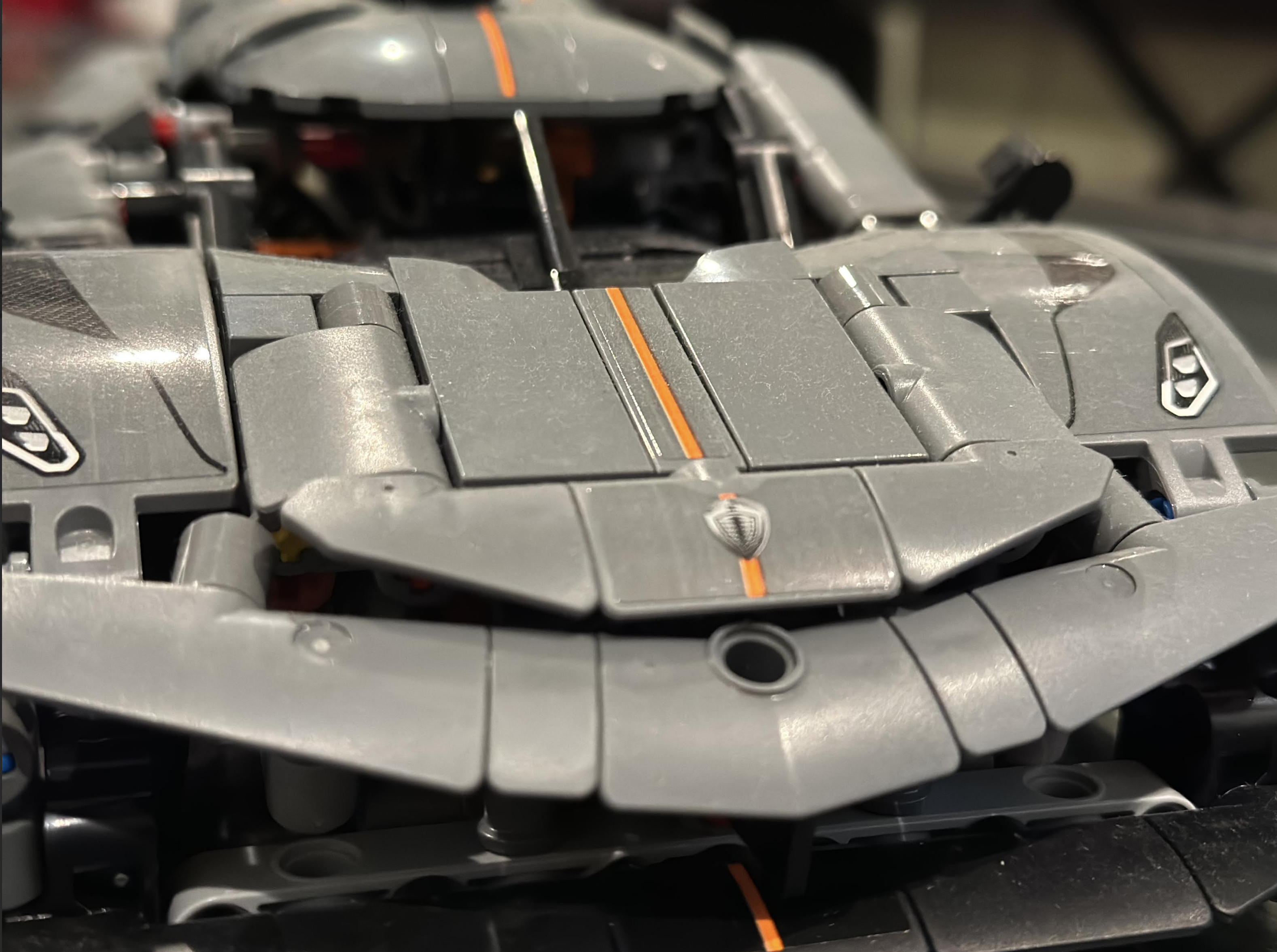 Gray car close up front view